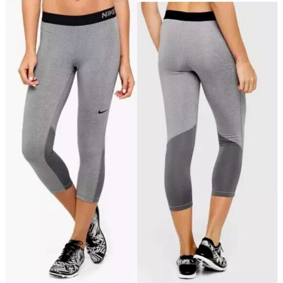 NIKE Pro Women's Dri-Fit Gray Training Capri Compression Yoga Pants Size Medium - Picture 2 of 13